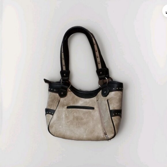 Western Rhinestone Cross Handbag & Wallet Set Tooled Embroidered Purse beige - Picture 4 of 9